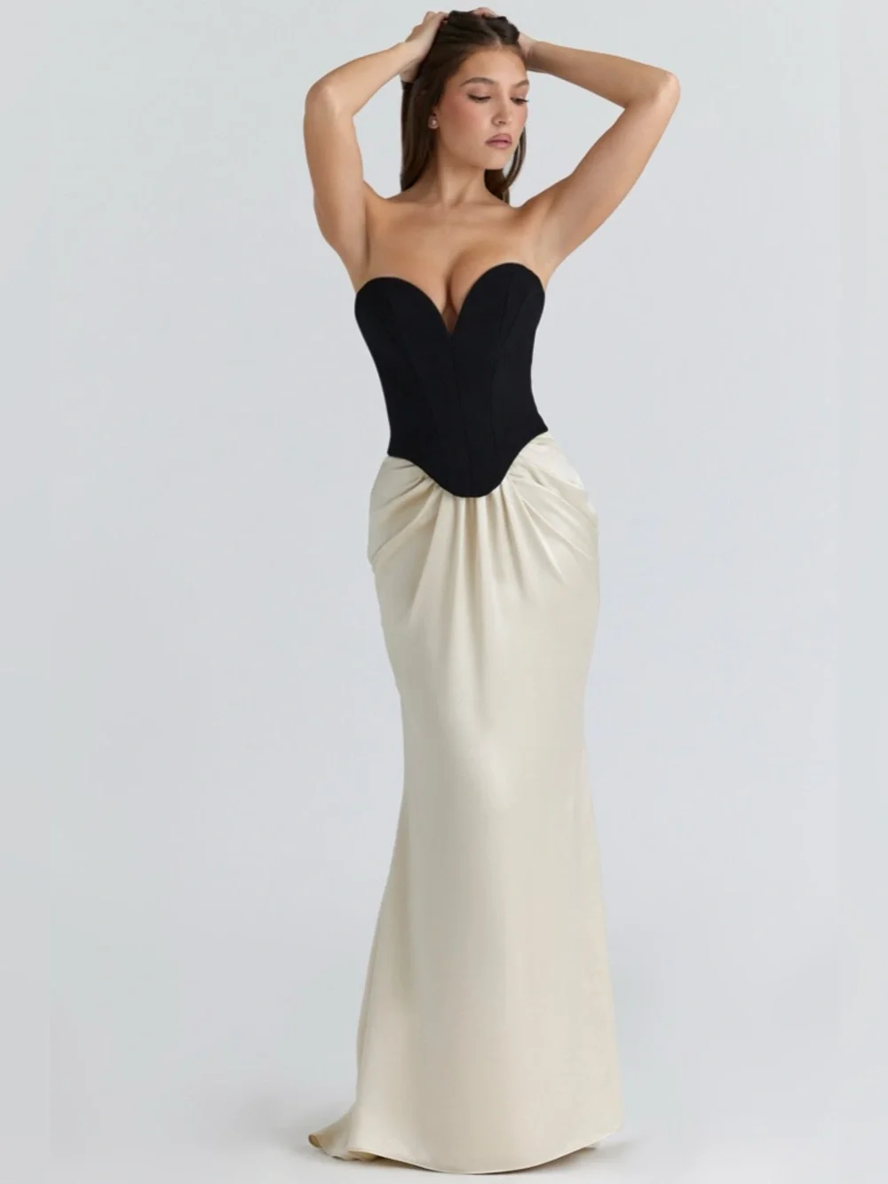 necklace with black dress Black Corset Maxi Women Dress Black / L